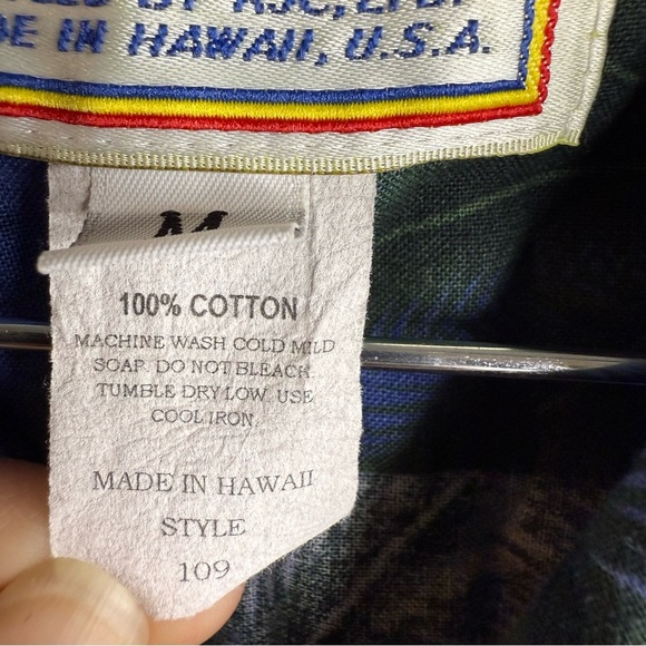 Kalaheo Vintage Mens Blue Hawaiian Shirt 100% Cotton Made in Hawaii Size Medium - Picture 5 of 5